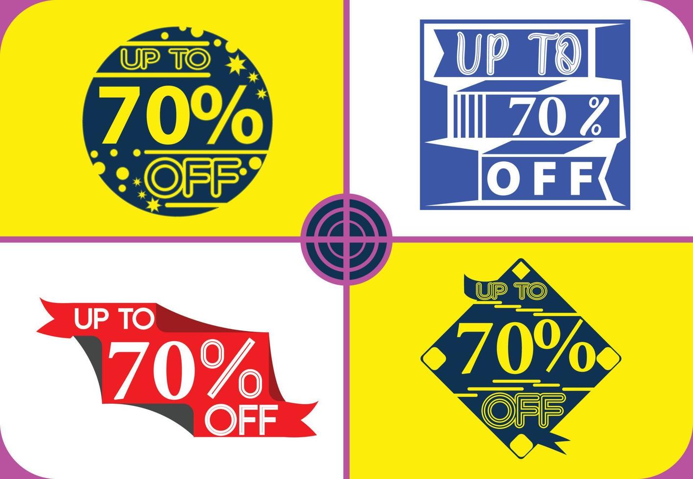 Up to 70 percent off logo, sticker, icon and t shirt design template vector