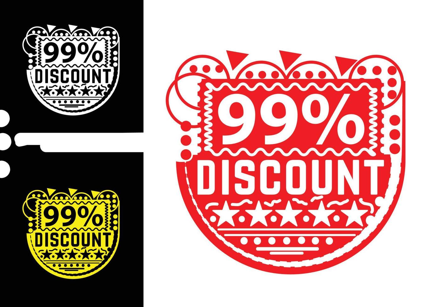 99 percent discount sticker and logo design template vector