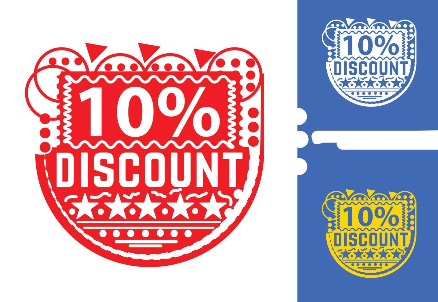 10 percent discount sticker and logo design template vector