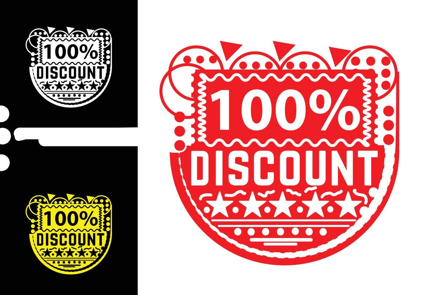 100 percent discount sticker and logo design template vector