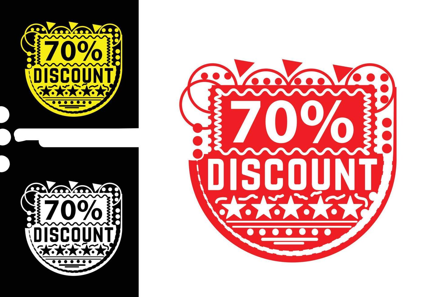 70 percent discount sticker and logo design template vector