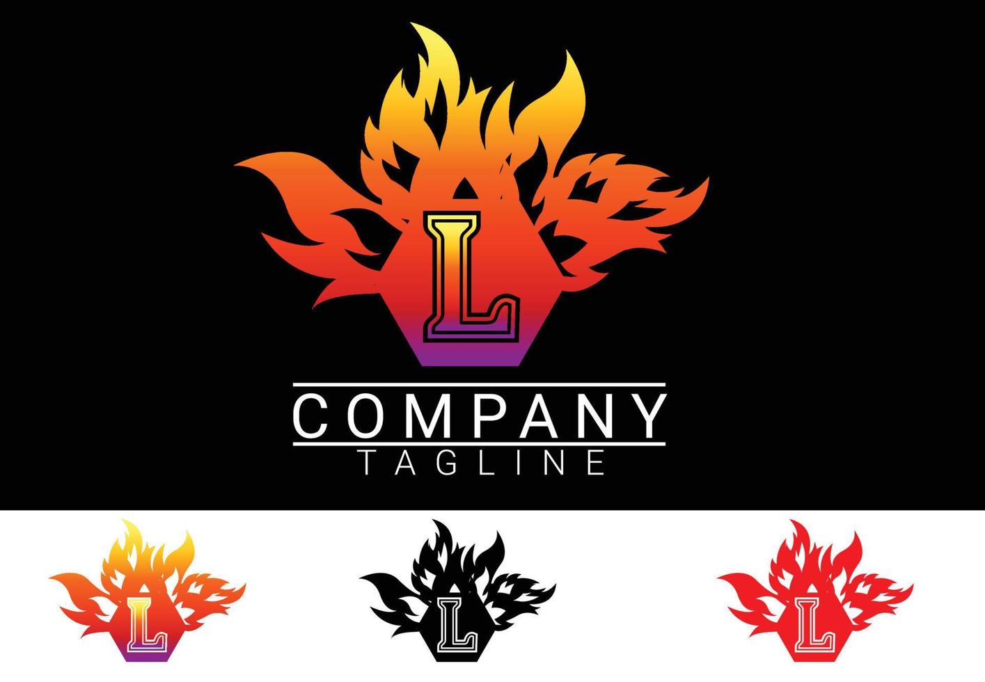 Fire letter L sticker, tshirt and logo design template vector