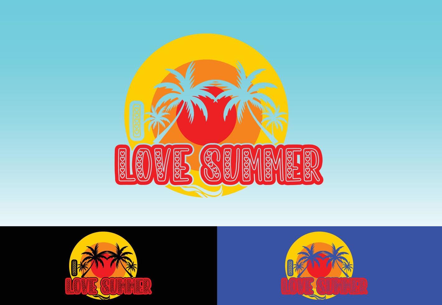 I love summer letter t shirt, sticker and logo design template vector