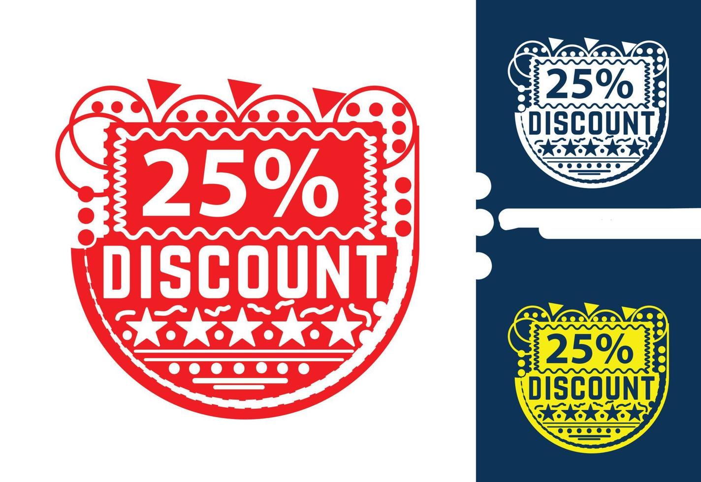 25 percent discount sticker and logo design template vector