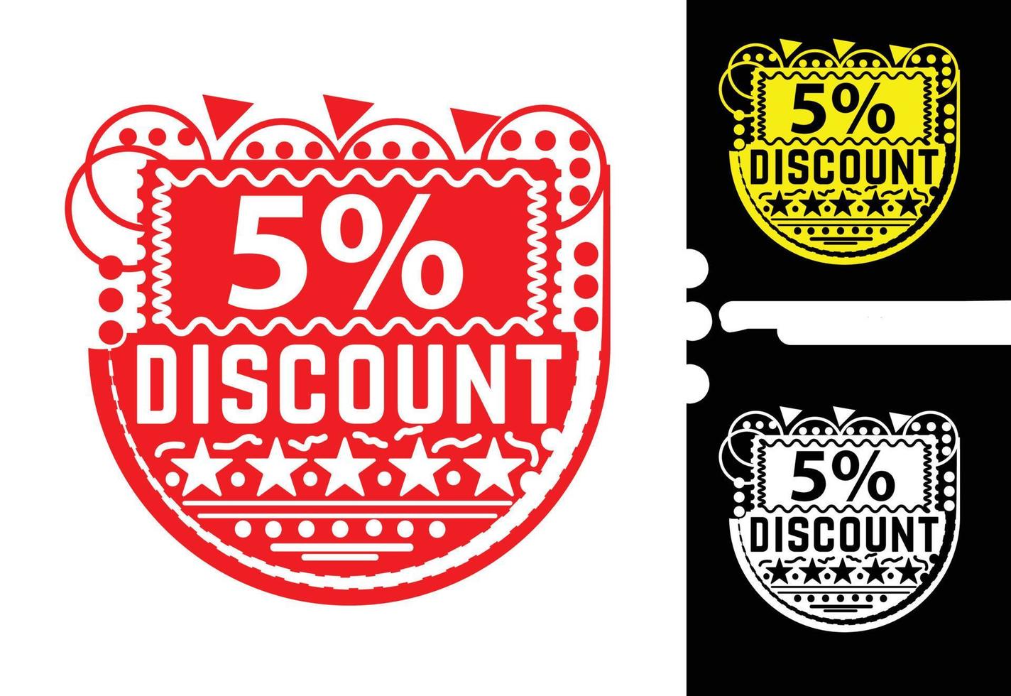 5 percent discount sticker and logo design template vector