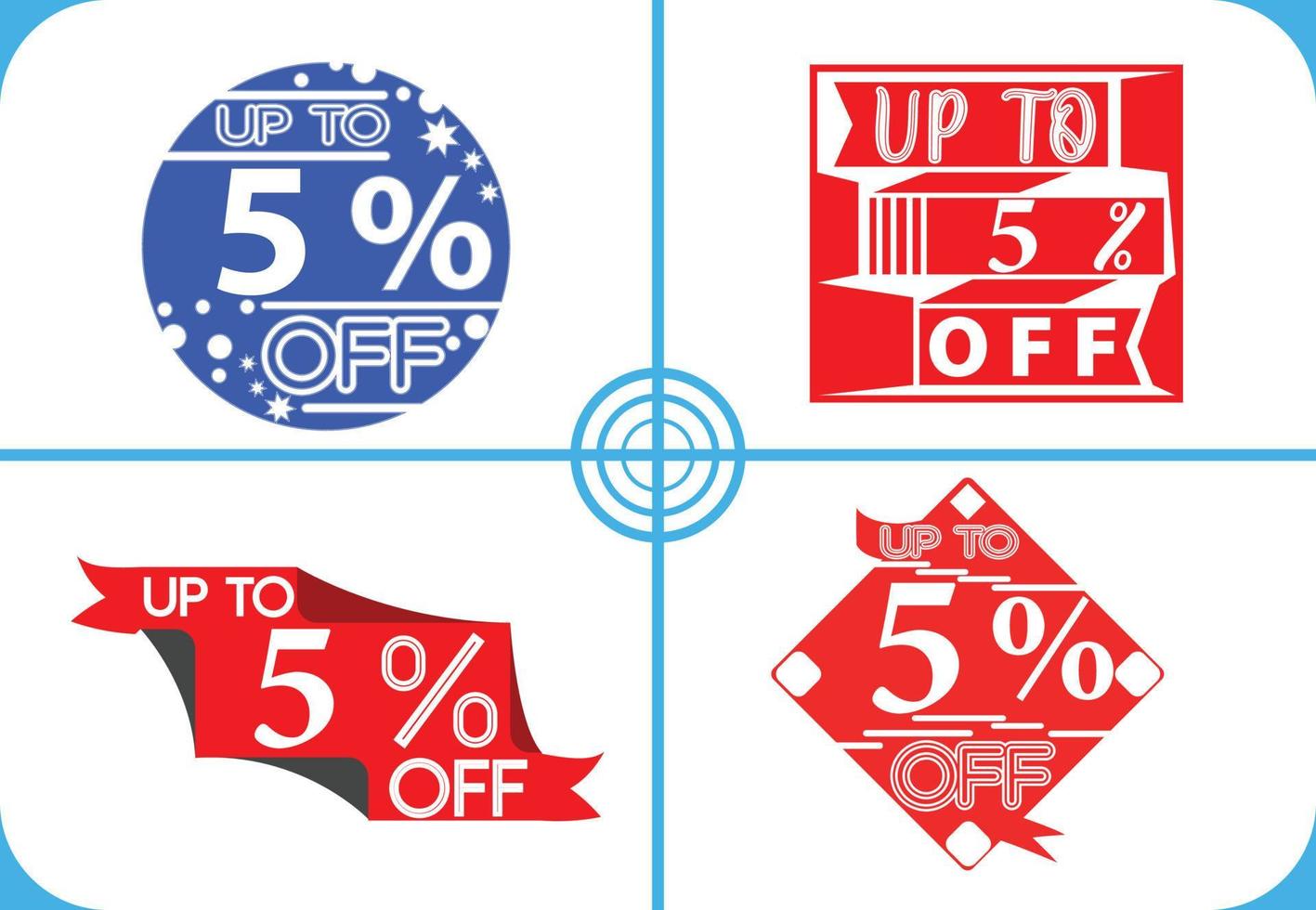 Up to 5 percent off logo, sticker, icon and t shirt design template vector