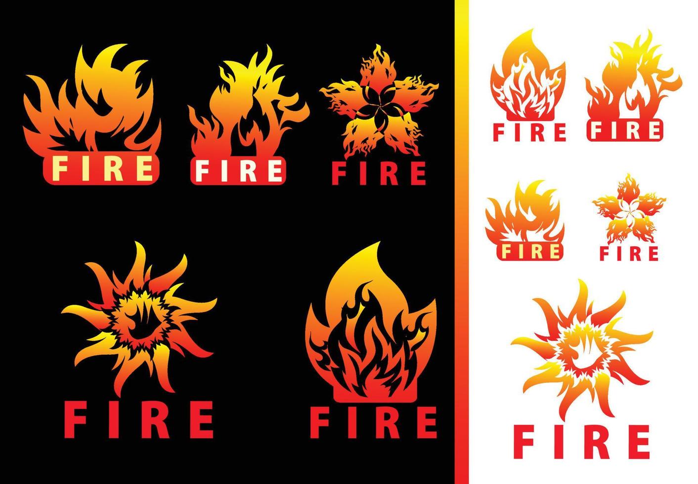 plantilla de diseño de logotipo, pegatina, icono y camiseta de fuego vector