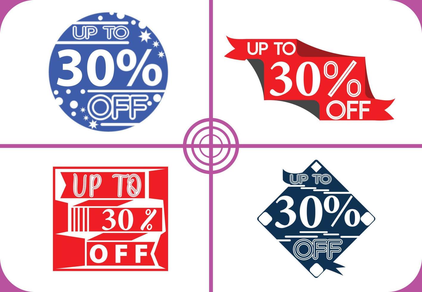 Up to 30 percent off logo, sticker, icon and t shirt design template vector