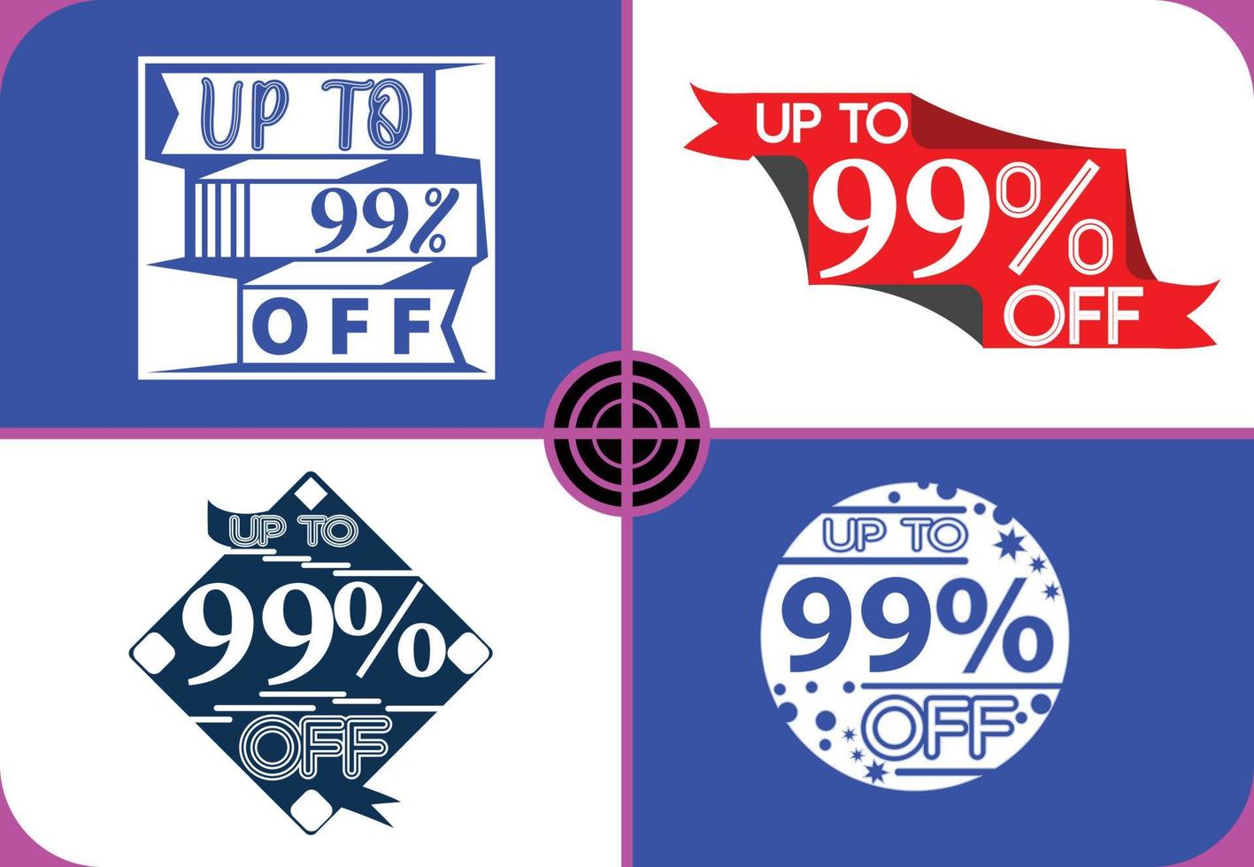 Up to 99 percent off logo, sticker, icon and t shirt design template vector