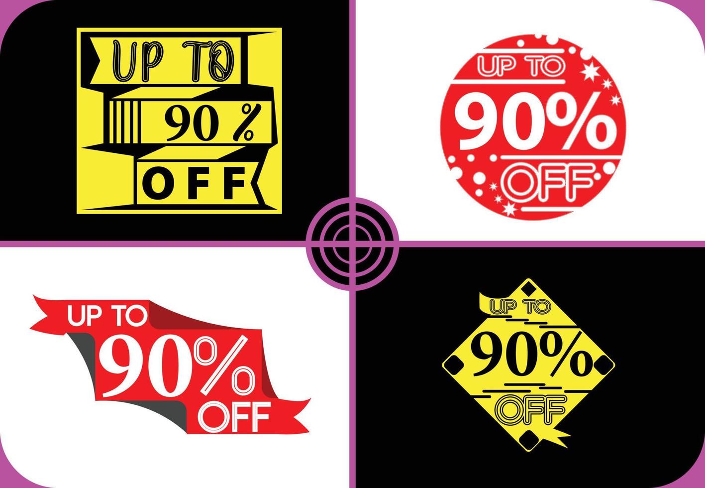 Up to 90 percent off logo, sticker, icon and t shirt design template vector