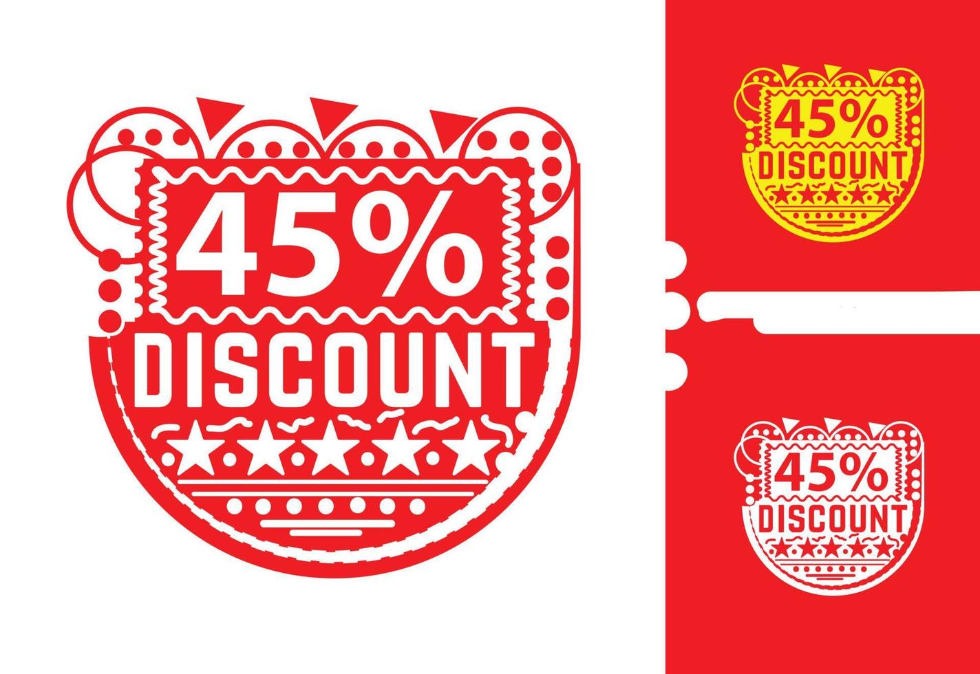 45 percent discount sticker and logo design template vector