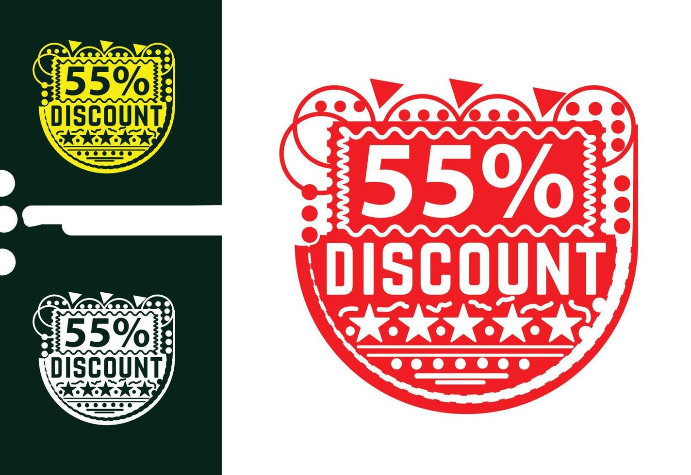 55 percent discount sticker and logo design template vector