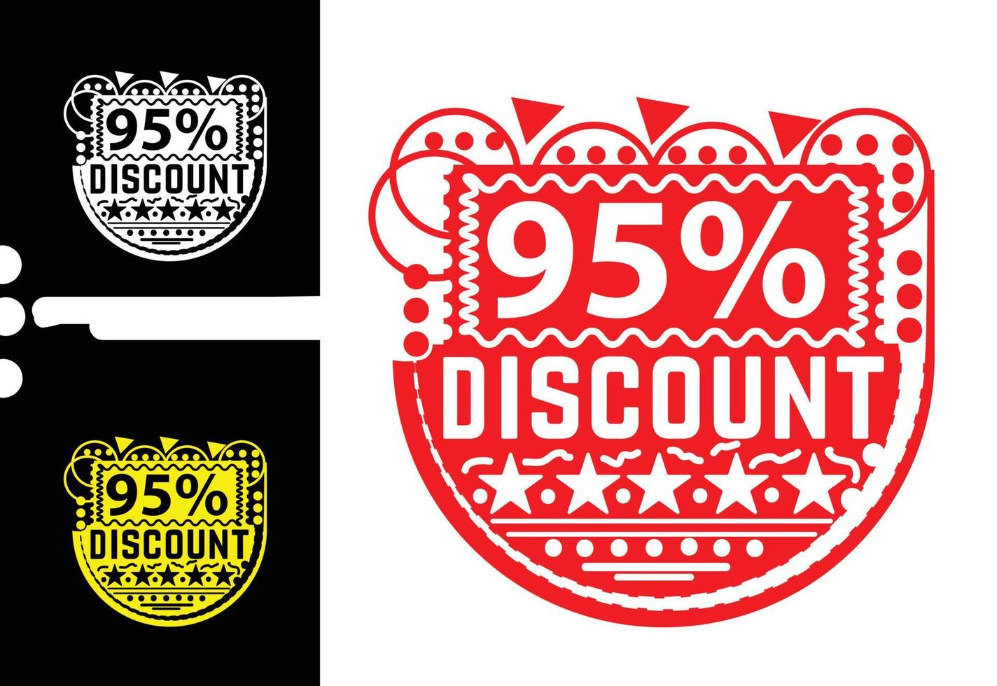 95 percent discount sticker and logo design template vector