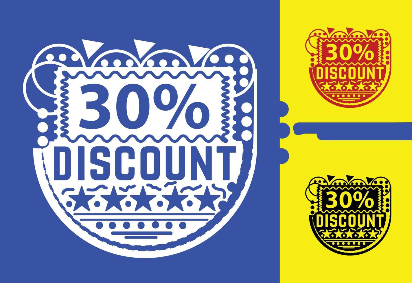 30 percent discount sticker and logo design template vector