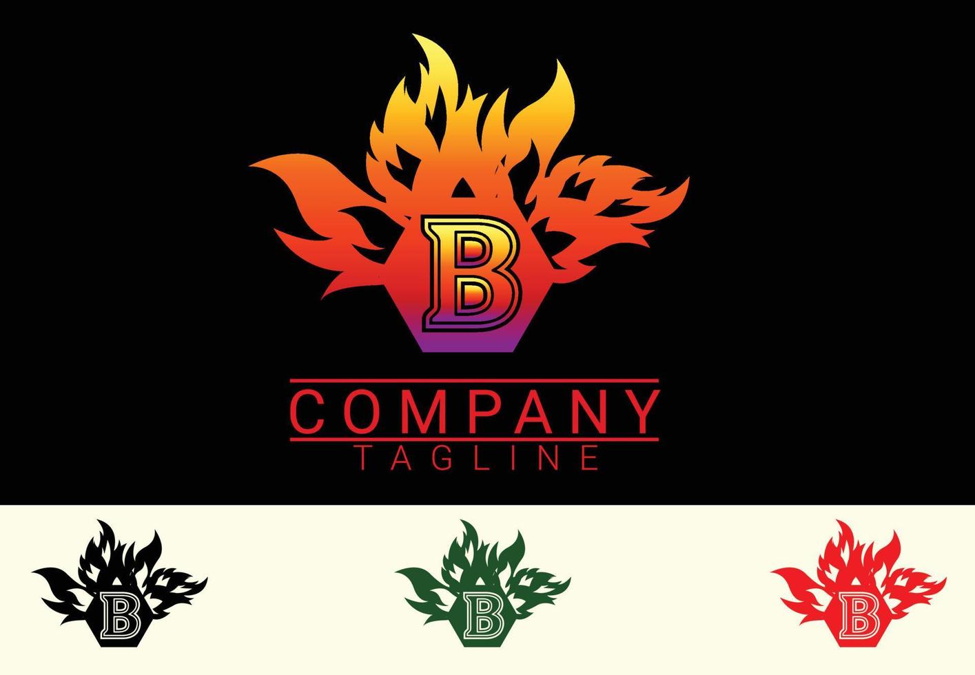 Fire letter B sticker, tshirt and logo design template vector