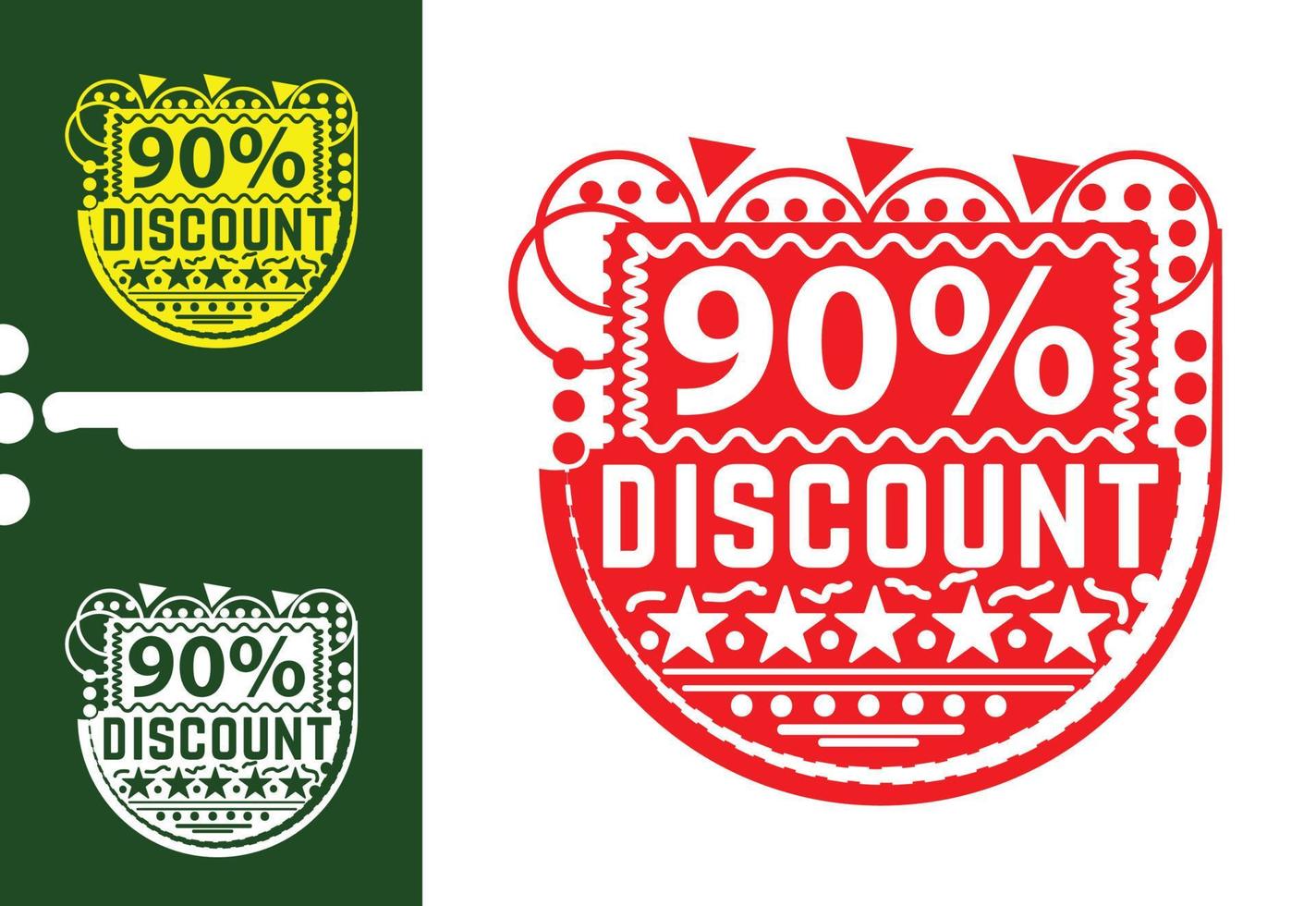 90 percent discount sticker and logo design template vector
