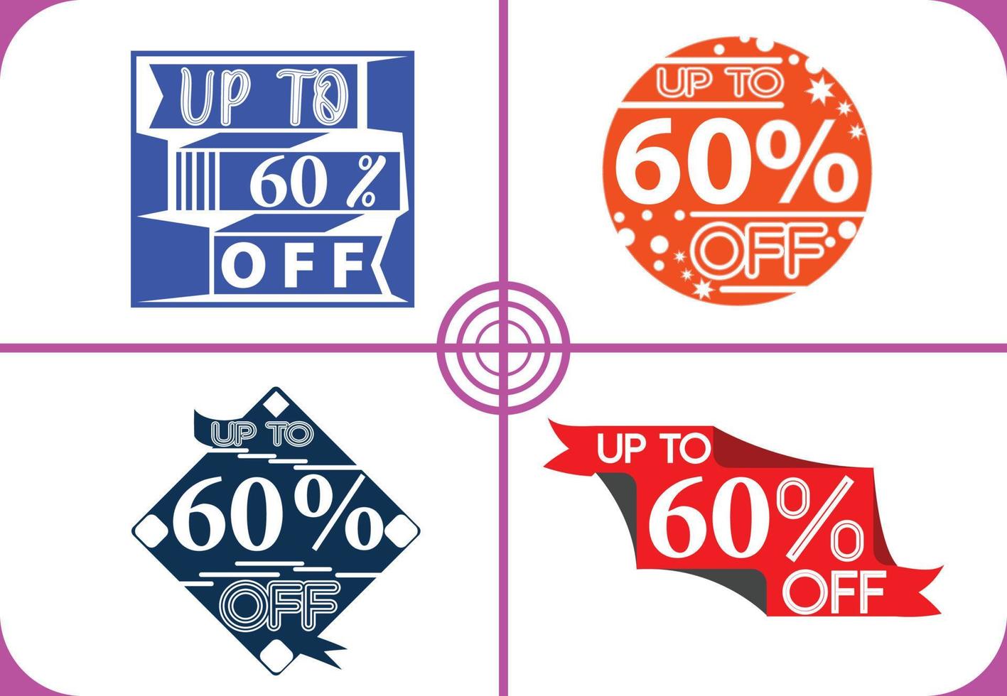 Up to 60 percent off logo, sticker, icon and t shirt design template vector
