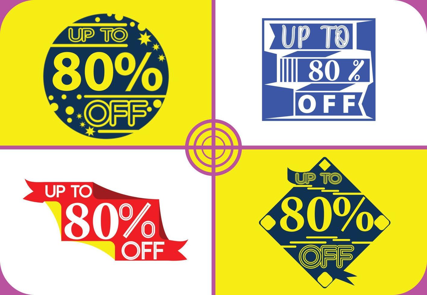 Up to 80 percent off logo, sticker, icon and t shirt design template vector