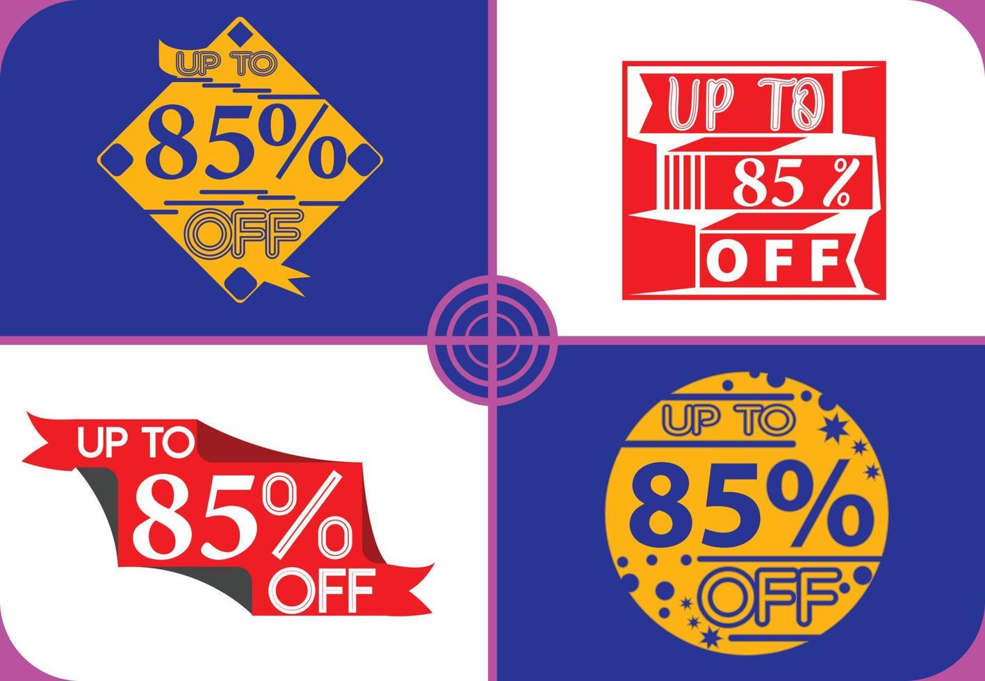 Up to 85 percent off logo, sticker, icon and t shirt design template vector