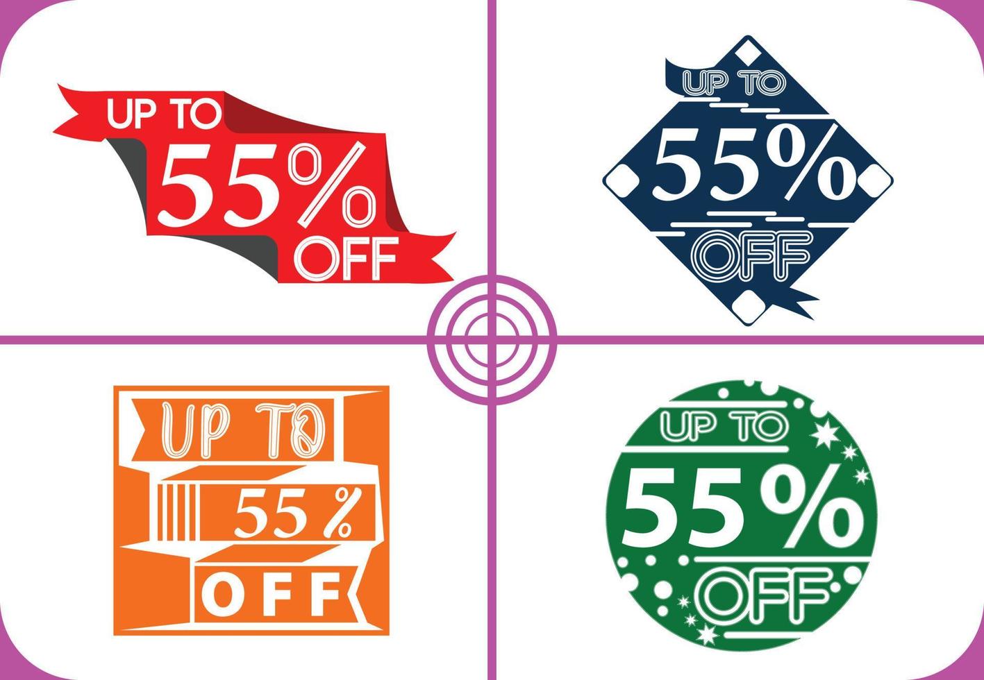 Up to 55 percent off logo, sticker, icon and t shirt design template vector