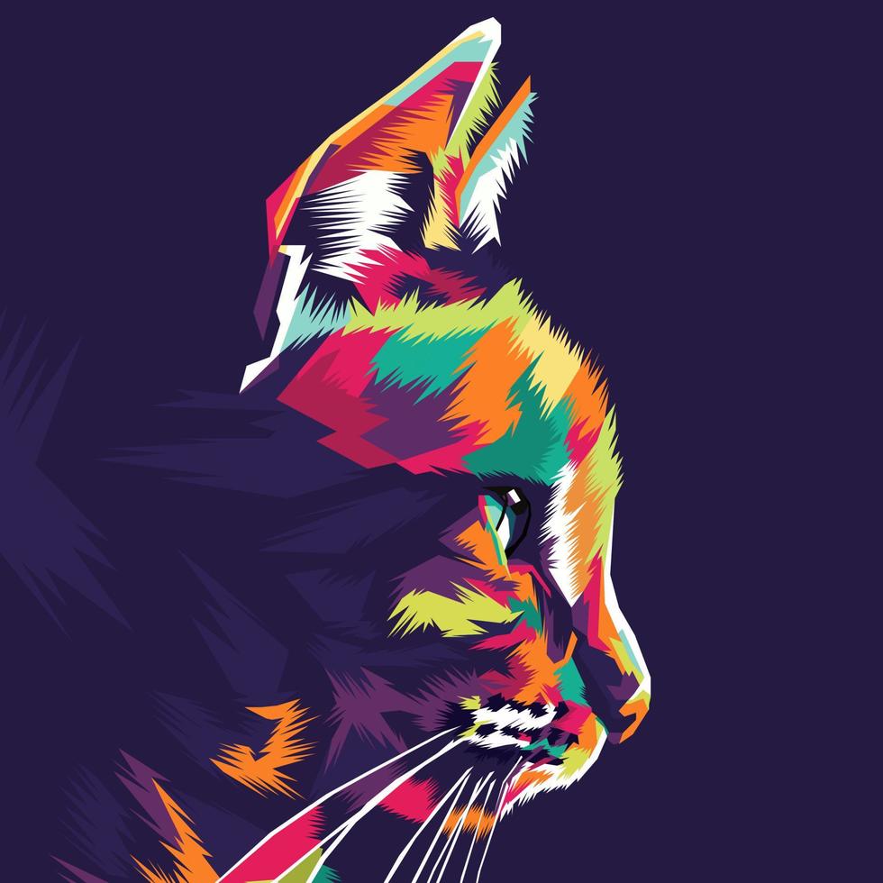 Ilustración de vector de gato colorido