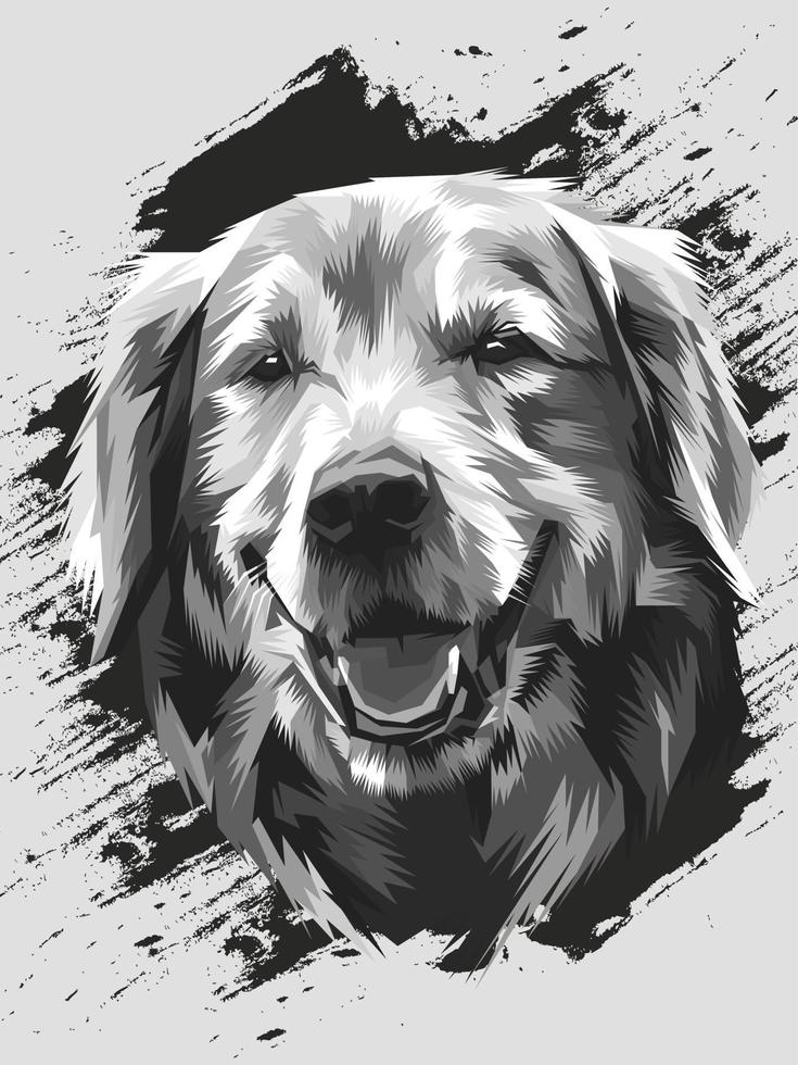 Black and white dog head vector