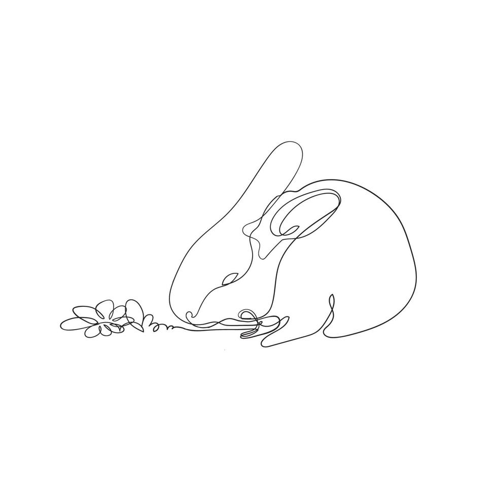 continuous line drawing bunny rabbit illustration vector