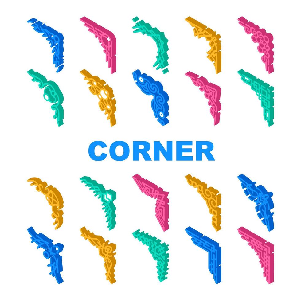 Corner Decoration Collection Icons Set Vector flat