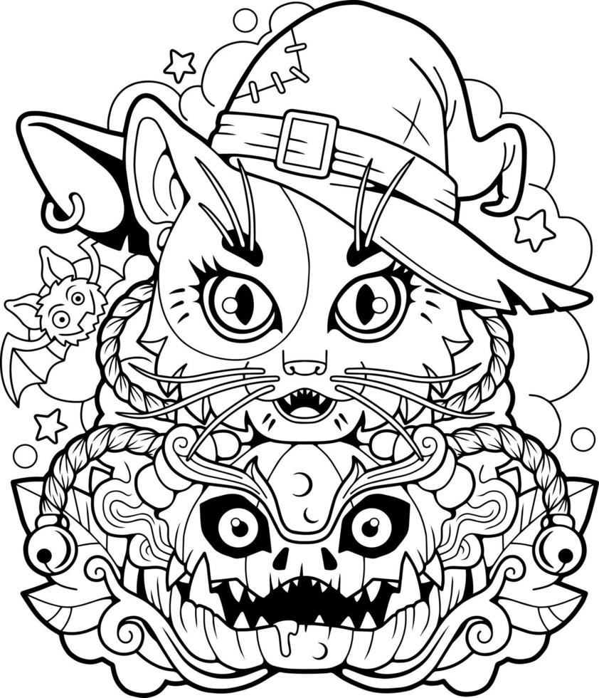 cute cat Witch vector