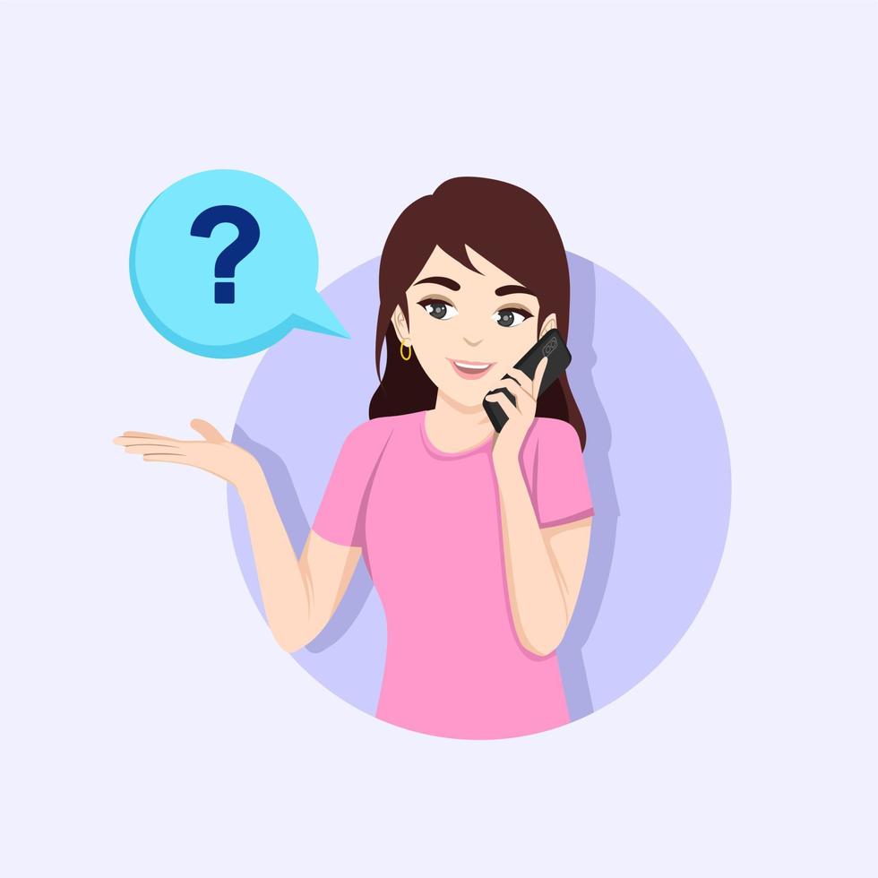 hermosa mujer hablando por teléfono ilustración vectorial vector