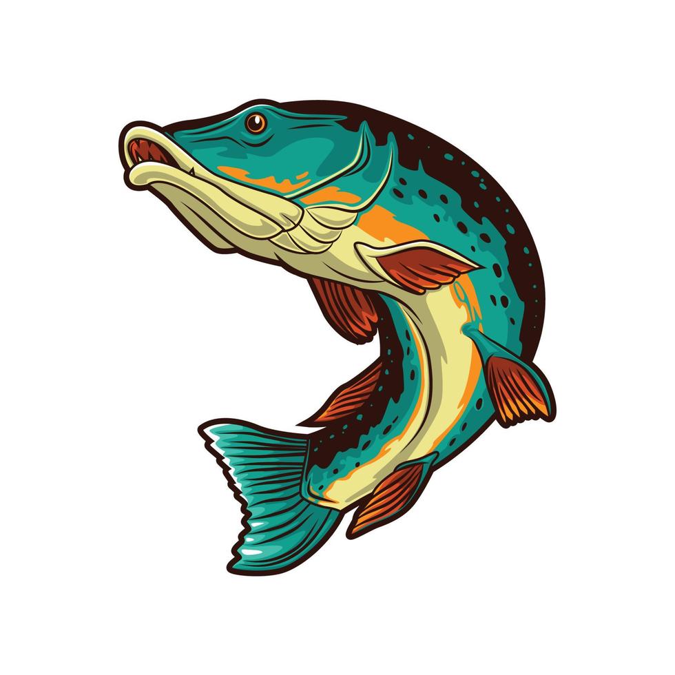 pike fish illustration vector design