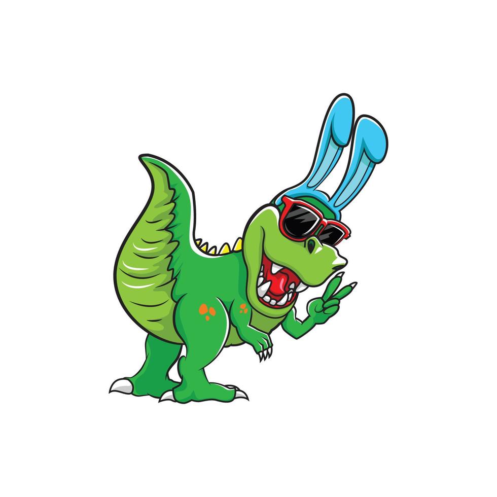 dinosaur wearing bandana rabbit cute vector illustration design