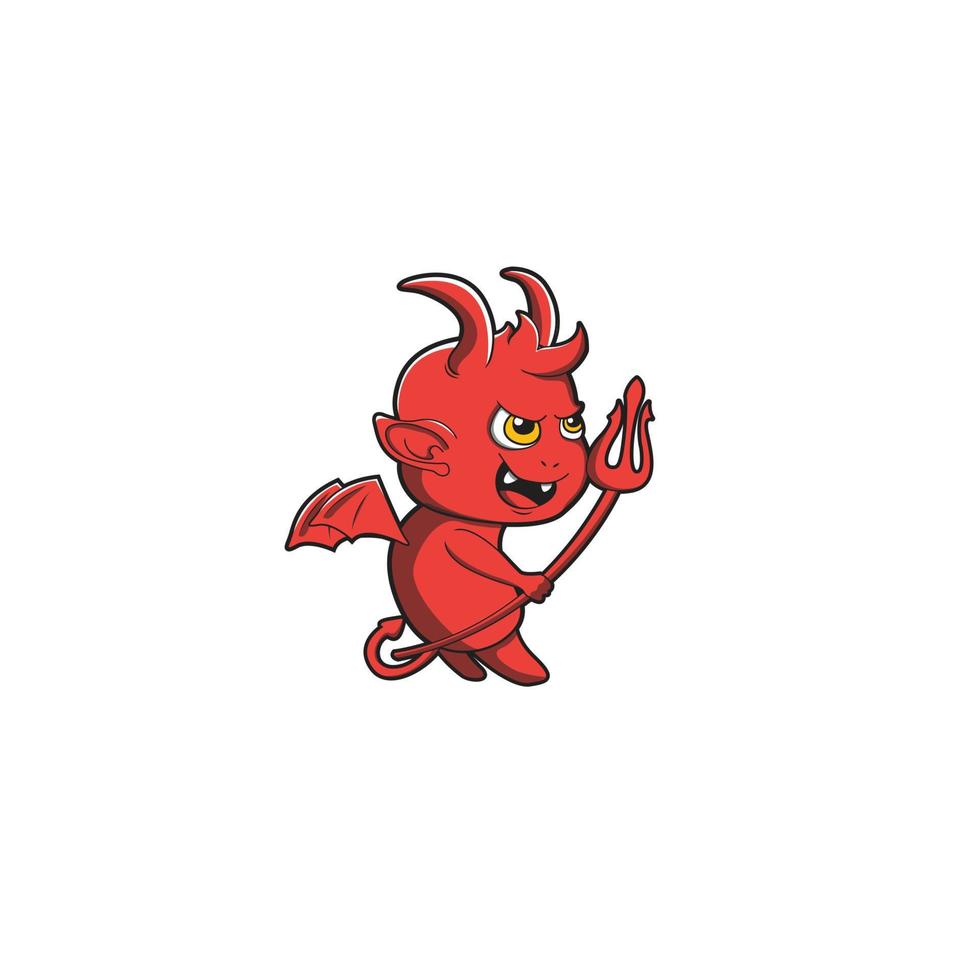 diseño de vector lindo demonio, diseño de ilustración de personaje de mascota