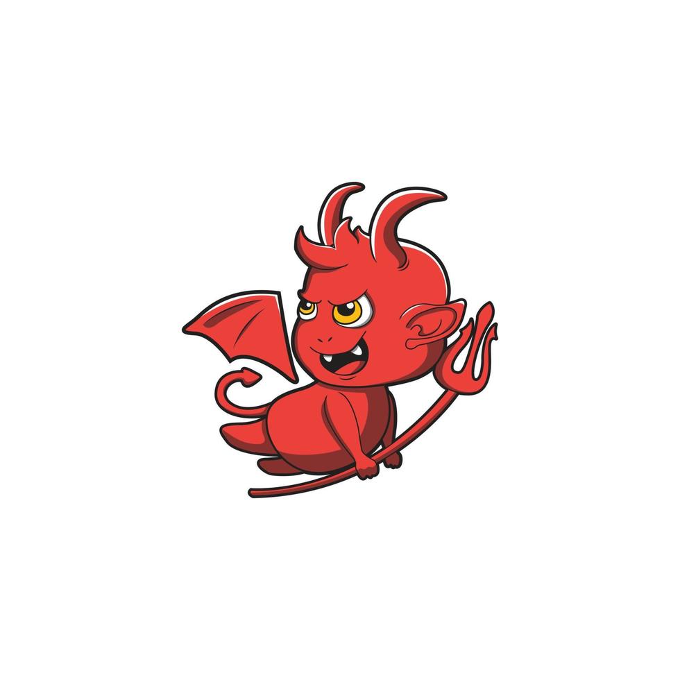 diseño de vector lindo demonio, diseño de ilustración de personaje de mascota