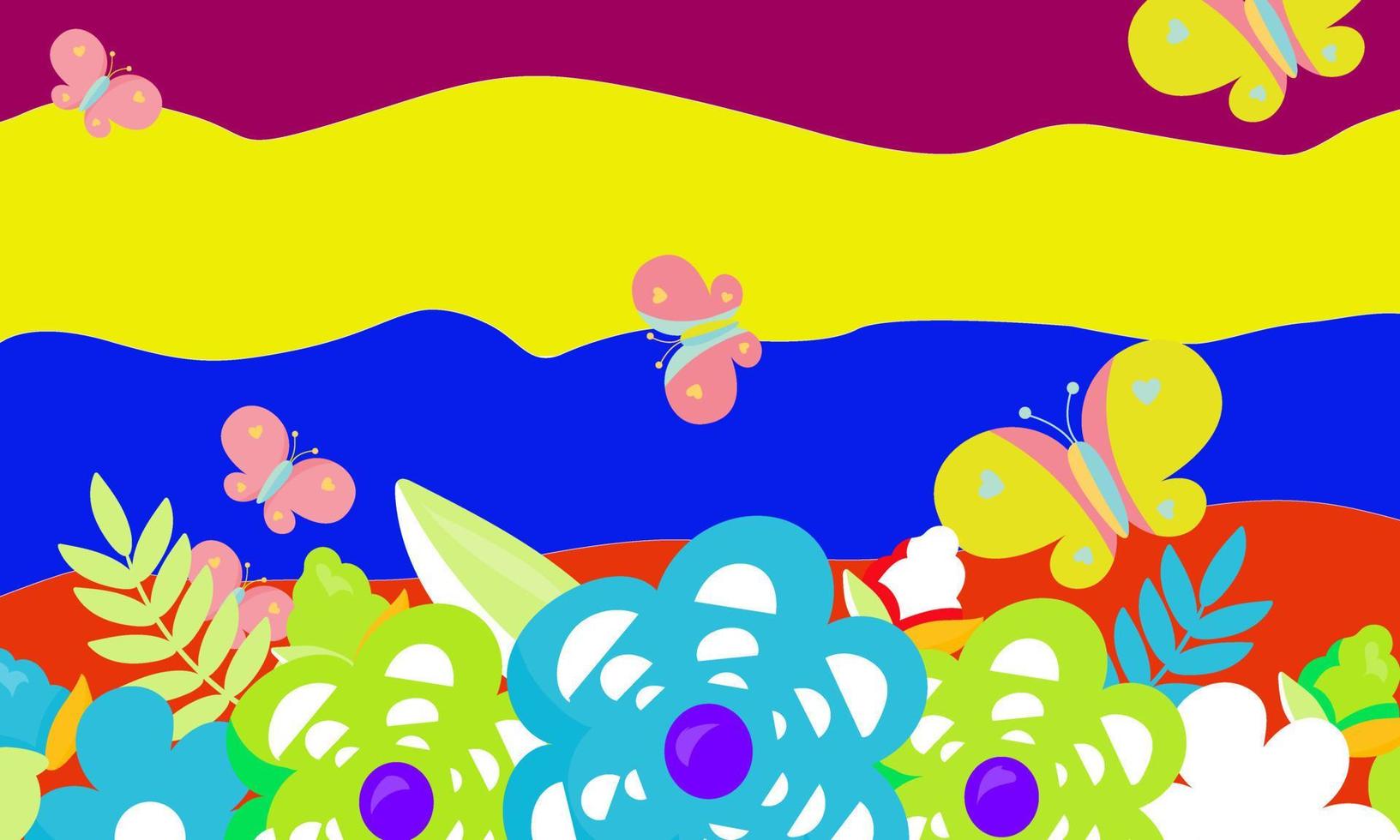 background with big flowers below vector