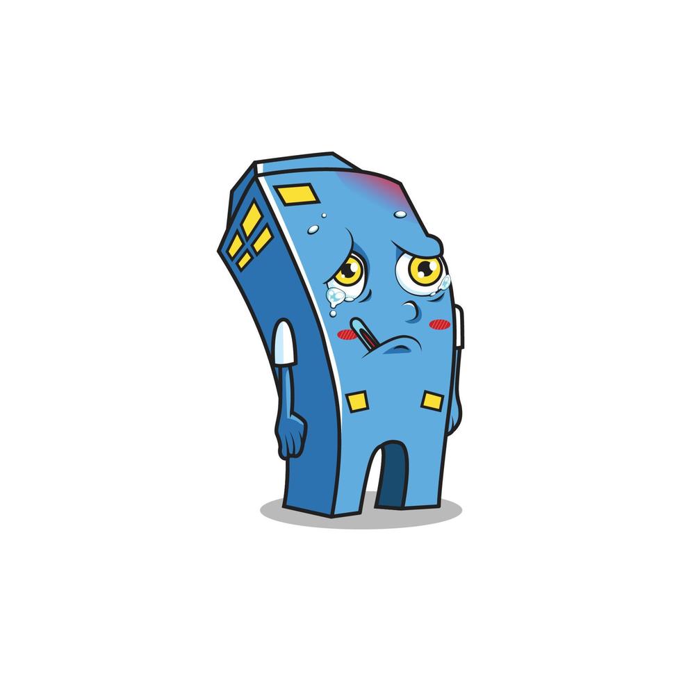 sick building character cartoon vector illustration design