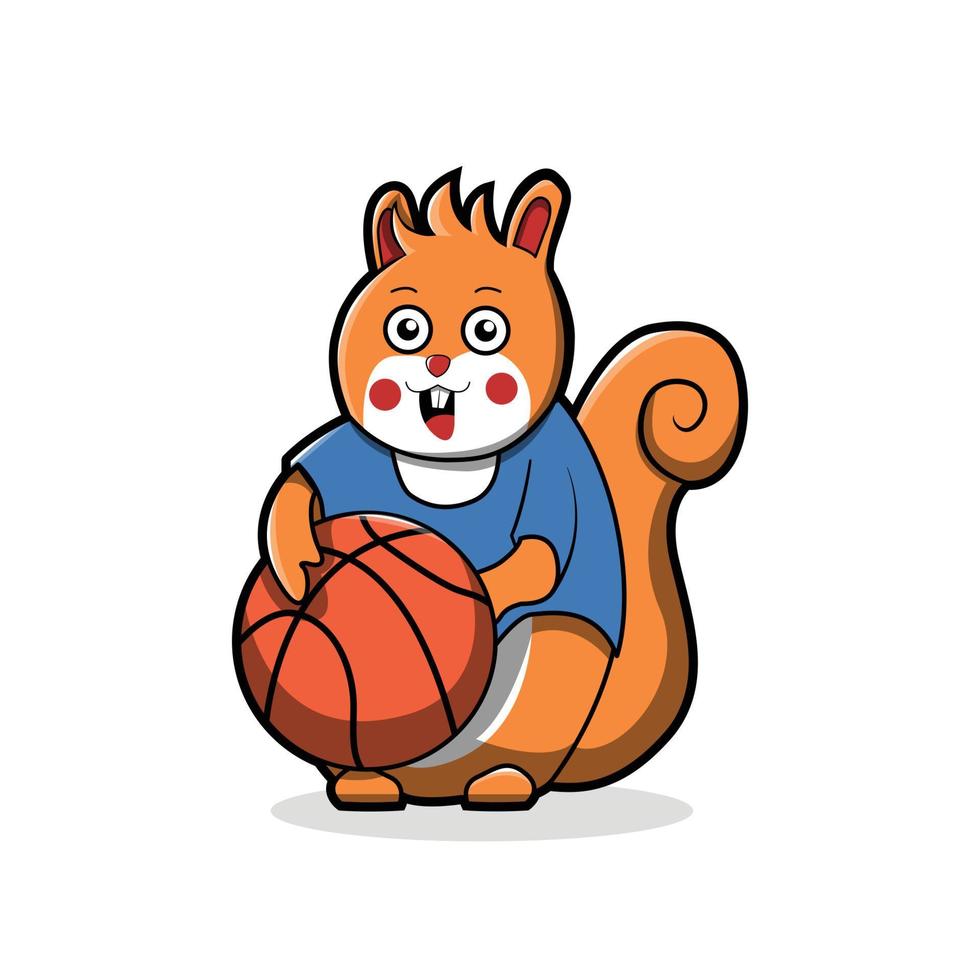 squirrel cute playing basketball vector design