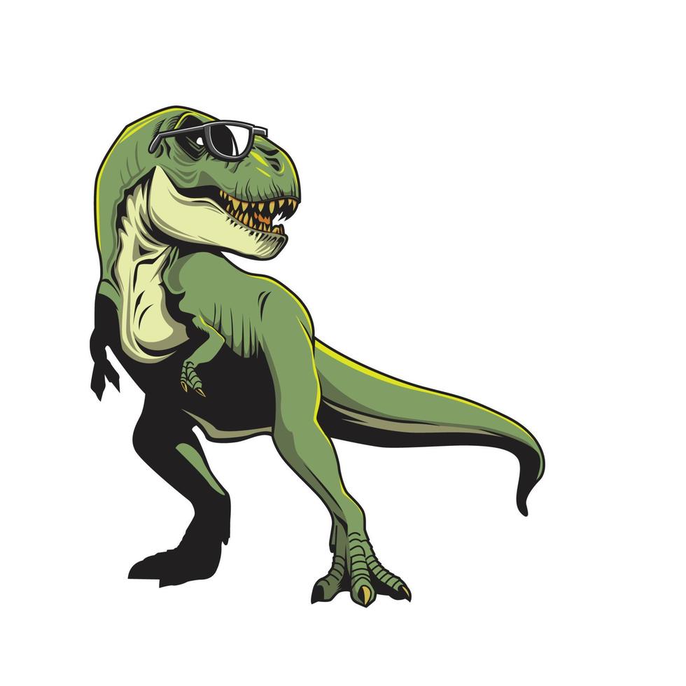 Tiranosaurio con gafas de sol, diseño de ilustraciones vectoriales vector
