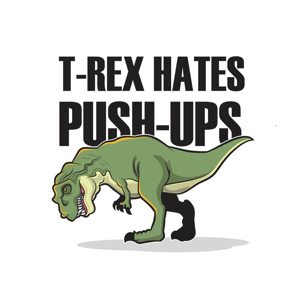 tyrannosaurus rex triying to push up vector illustration design