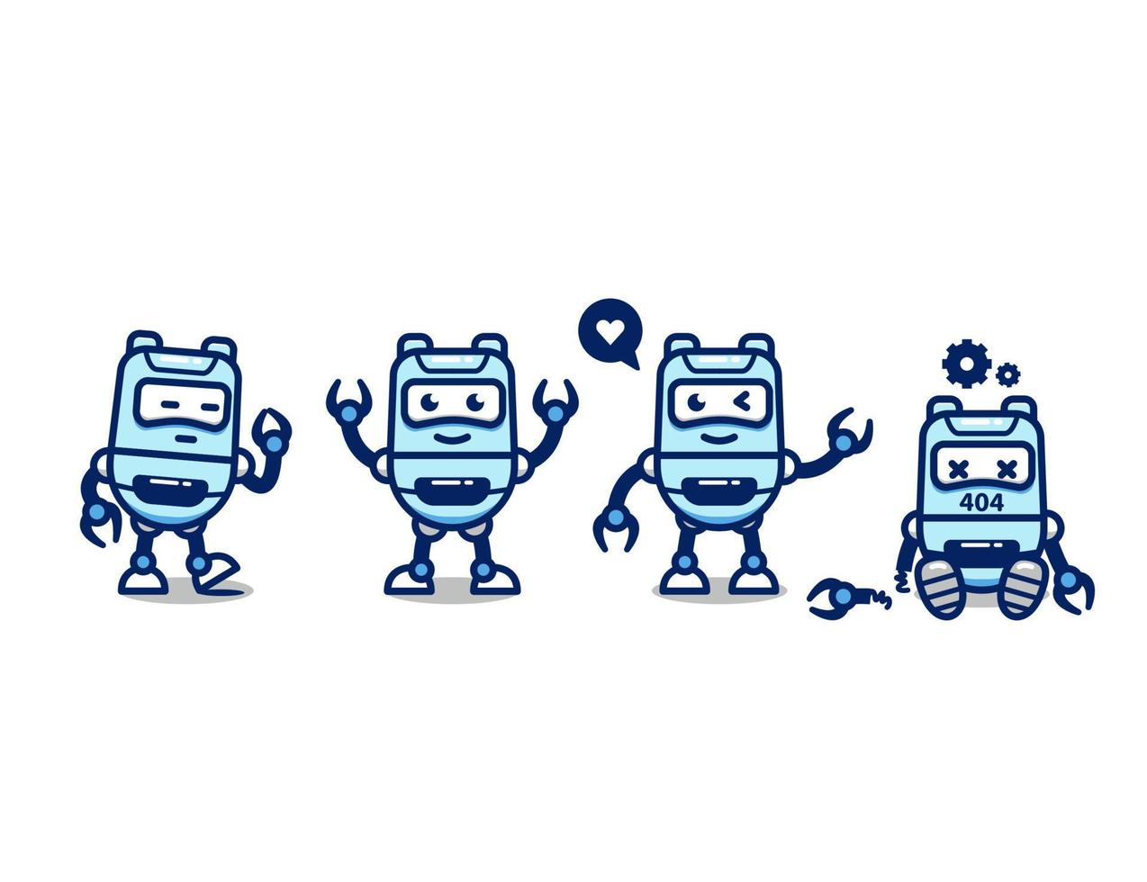 Set cute robot AI vector character cartoon mascot pose