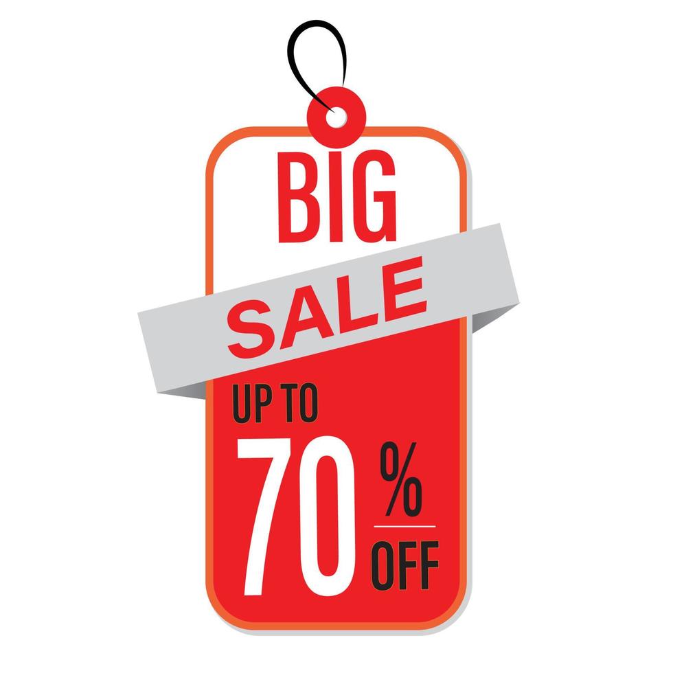 Big Sale Up To 70 Percentage off discount promotion TAG. vector