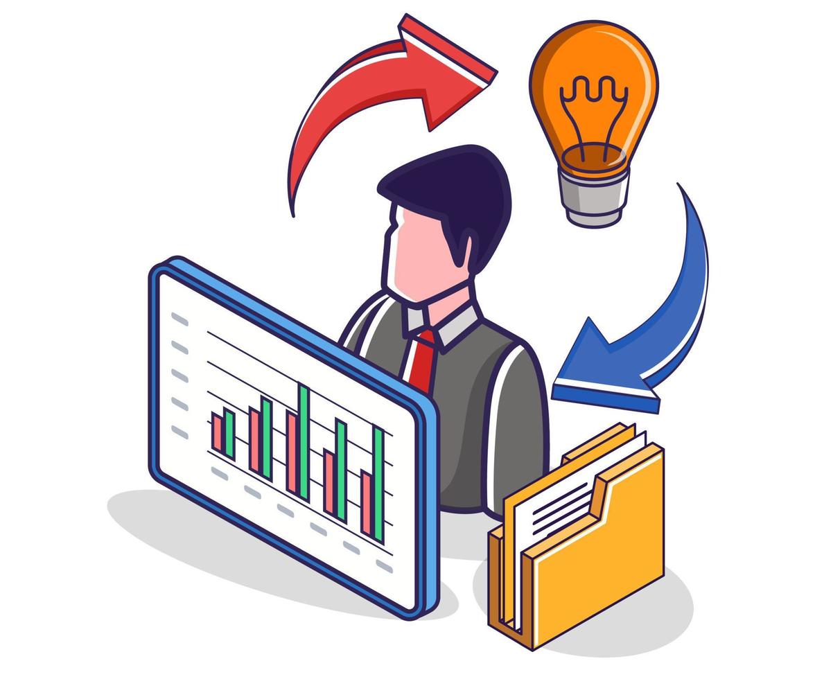 Men get ideas to develop investment business vector