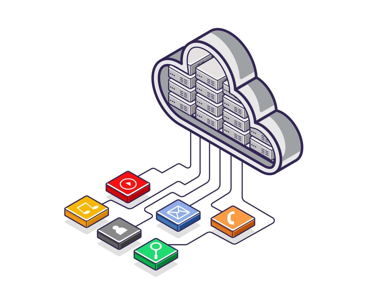 aplicación de desarrollador web a servidor en la nube vector