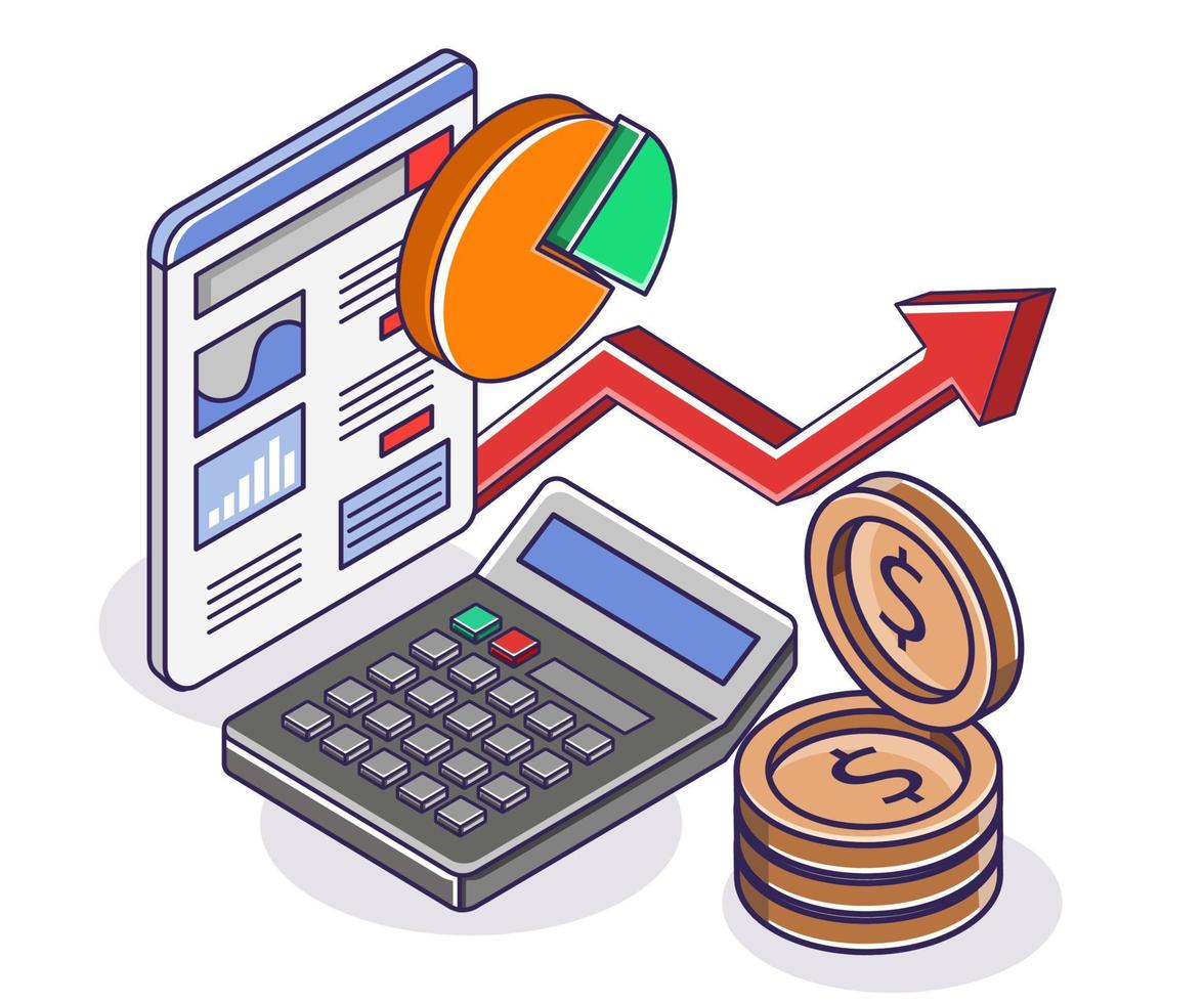 hoja de análisis de datos y cálculo de los ingresos del negocio de inversión vector