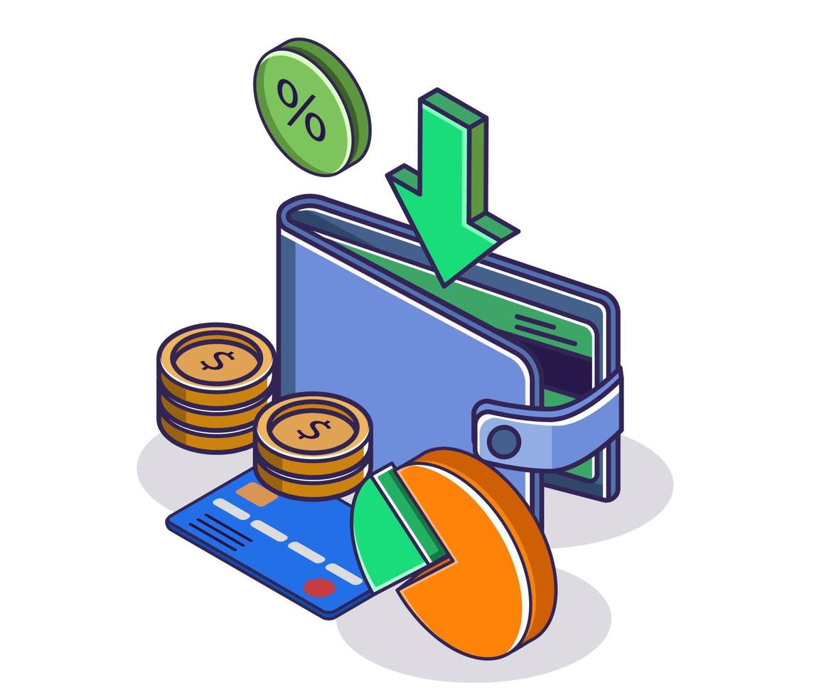 Arrow pointing wallet investment business income symbol vector