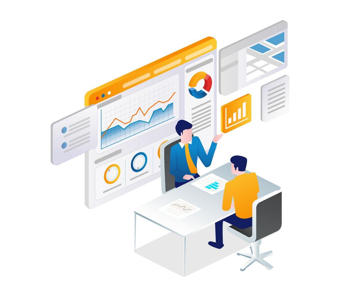Two men having a discussion about business vector