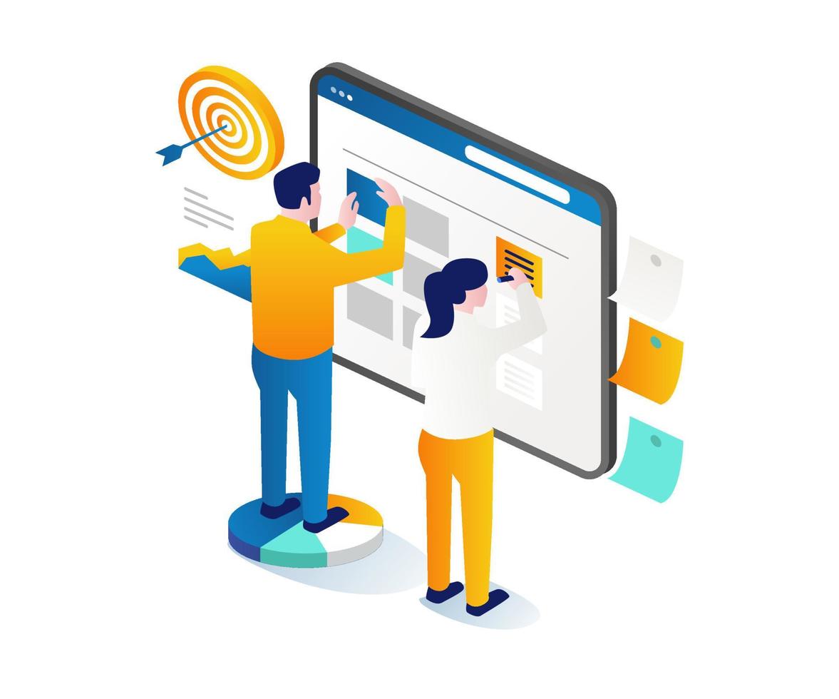Filling out the scrum board for a business plan vector