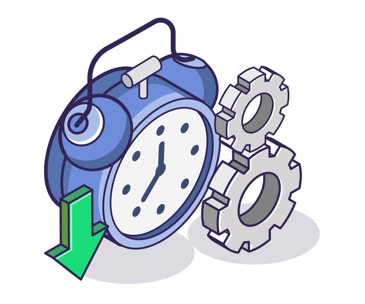 Alarm clock with process gear vector