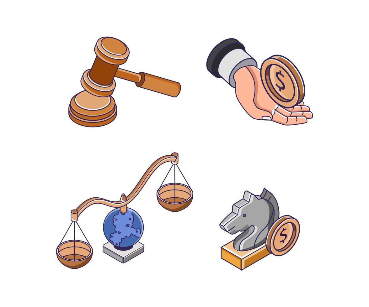 conjunto de iconos para negocios de estrategia de seguridad legal vector