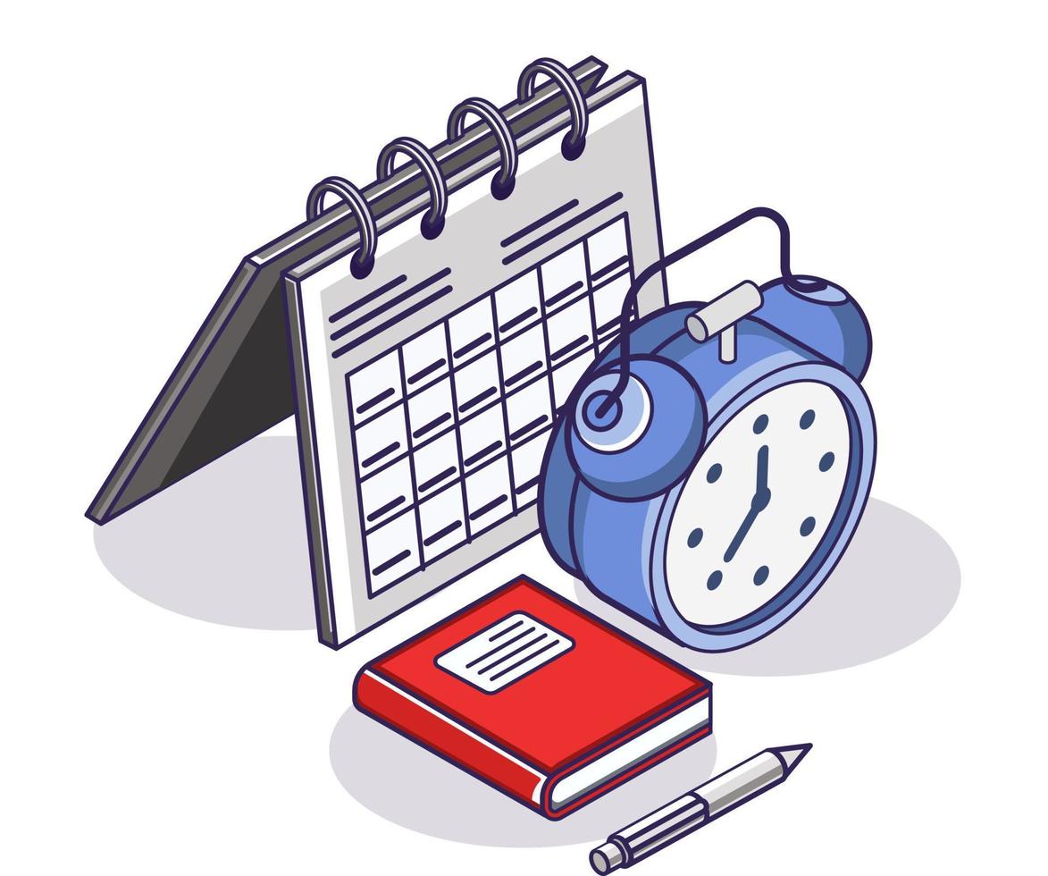 Alarm clock calendar and books vector